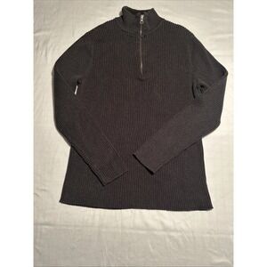 Converse One Star Mens Sweater, SZ: L, Dark Gray,1/4 Zip,High Neck,100% Cotton